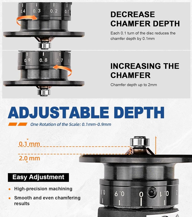 SI FANG Portable Pneumatic Chamfering Tool Deburring-Trimming - 45 Degree Ultra Light Handheld Linear Air Beveling Tool for Metal, Mini Chamfering Machine Arc Edge Beveler Kit with Precision Blade Inserts - Image 5