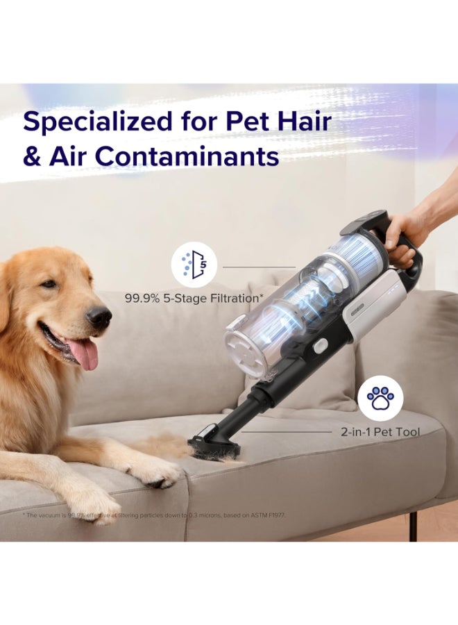 LEVOIT LVAC-200 Cordless Vacuum Cleaner with Anti Hair Wrap, Pet Hair Nozzle, Up to 50 Mins, 4 in 1 Vacuum Cleaner with over 99.9% Filtration Performance 180 W LSV-V201-WUK-V2 White/Black - Image 5