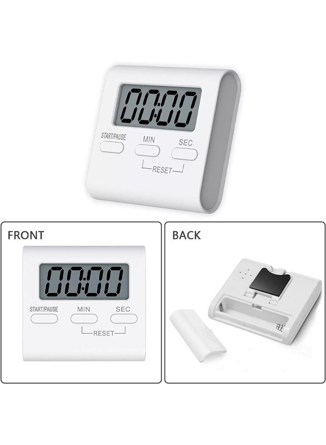 مؤقت مربع صغير رقمي للمطبخ، مؤقت عد تنازلي مغناطيسي للطبخ، ساعة توقيت رقمية مع منبه عالٍ للتمارين الرياضية والخبز (أبيض) - Image 5