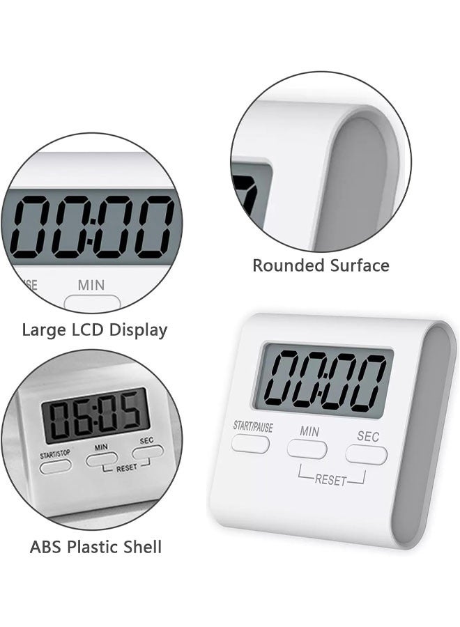 مؤقت مربع صغير رقمي للمطبخ، مؤقت عد تنازلي مغناطيسي للطبخ، ساعة توقيت رقمية مع منبه عالٍ للتمارين الرياضية والخبز (أبيض) - Image 2