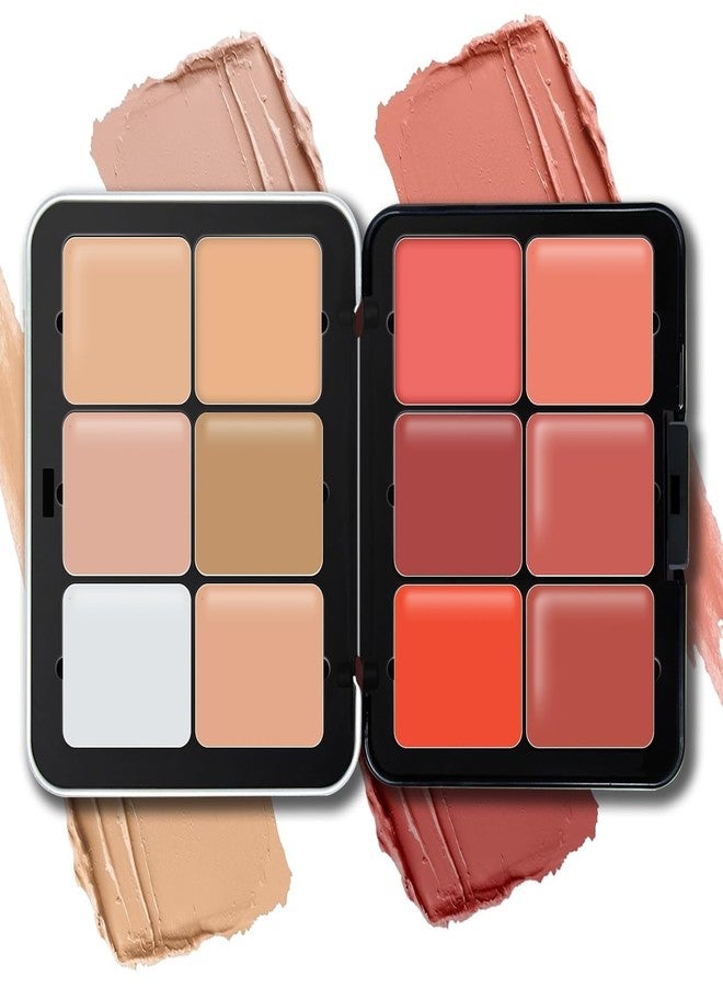 Ruby Face Rubyface 12 Colors Cream Blush Palette, Color Correcting Concealer Foundation Palette, Long Wearing Smudge Proof Blendable Matte Finish Blush Powder Highlighter and Cream Contour Palette Makeup - Image 2
