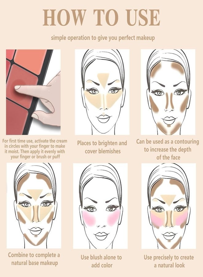 Ruby Face Rubyface 12 Colors Cream Blush Palette, Color Correcting Concealer Foundation Palette, Long Wearing Smudge Proof Blendable Matte Finish Blush Powder Highlighter and Cream Contour Palette Makeup - Image 4