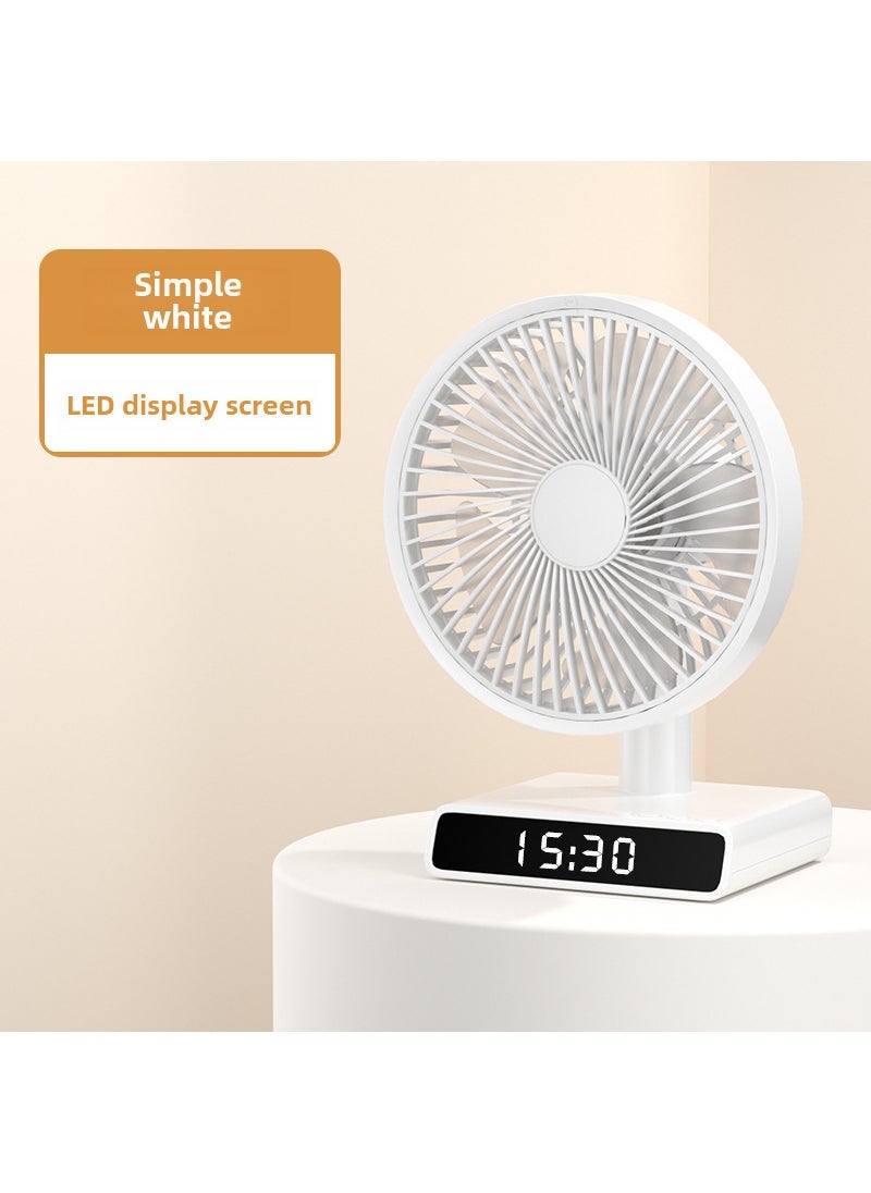 Generic New Mini USB Fan Quiet 4000mAh for Home Office F705 white [clock head]]  - Image 1