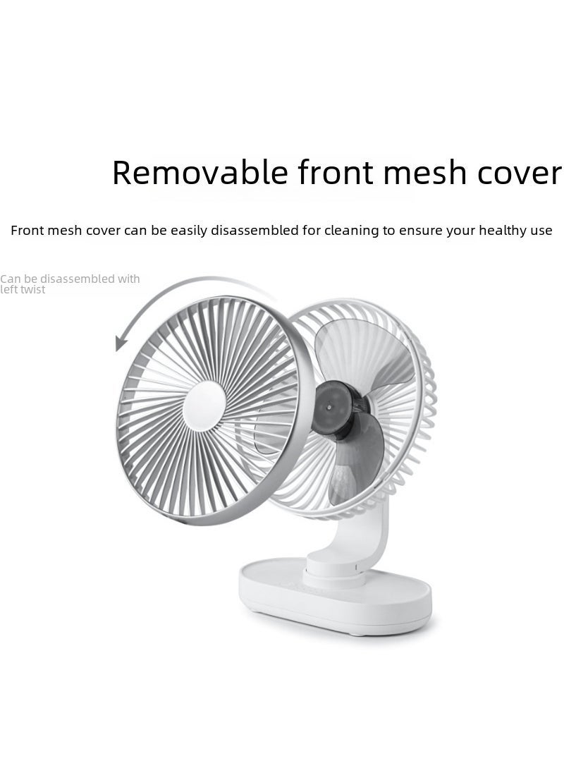 Generic New Mini USB Fan Quiet 4000mAh for Home Office F705 white [clock head]]  - Image 3