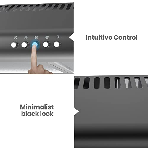 Comfee' Range Hood 30 inch, Under Cabinet Ducted/Ductless Convertible Slim Vent Hood, Durable Stainless Steel Kitchen Stove Hood, 3 Speed Exhaust Fan and 2 LED Lights Range Hood (Black) - Image 4