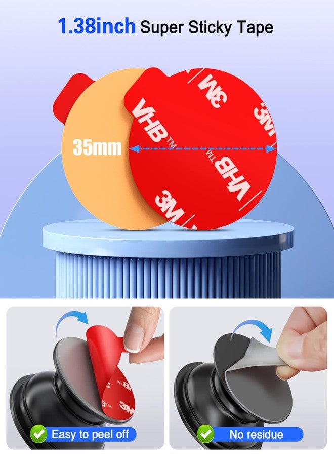 volport 3M Sticky Adhesive Pads for Pops Socket Base: 5 Pcs 1.38" Strong Round VHB Double Sided Replacement Sticker for Collapsible Phone Grip Stand, Very High Bond Tape for iPhone Popgrips Mount - Image 5