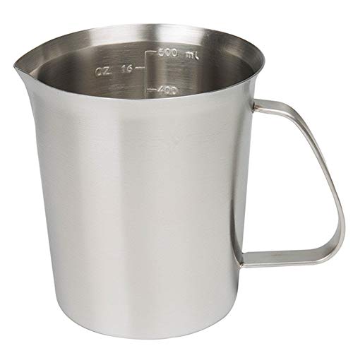 GRSPEHS Measuring Cup, Stainless Steel Measuring Cup (16 Ounce/ 0.5 Liter- 2 Cup), Milk Frothing Pitcher, Steaming Pitcher, Milk Frothing Cup Jug with Marking with Handle for Espresso Machines, Latte Art - Image 1
