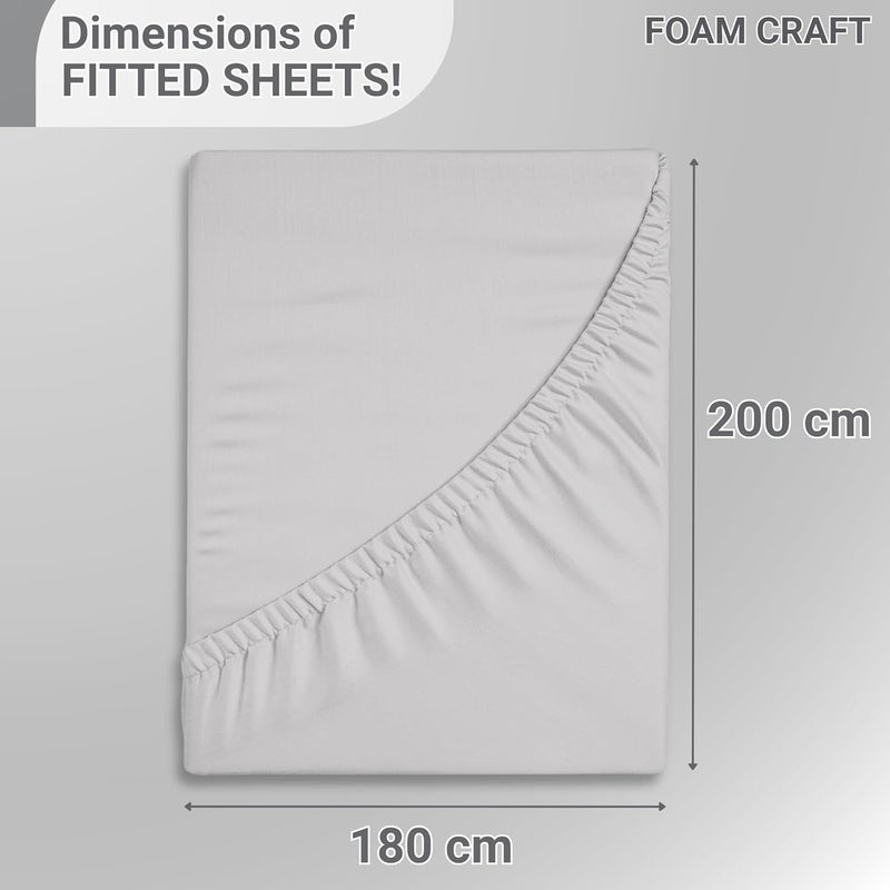 FOAM CRAFT 100% Cotton Fitted Bed Sheet - Light Grey, 180 x 200cm - Image 2