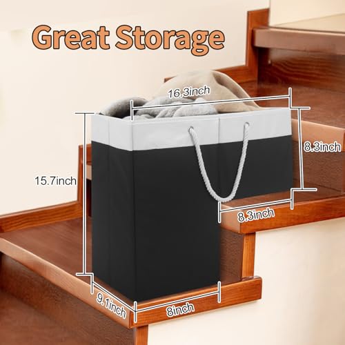 slcinwzdt Stair Basket for Stairs with Handle, Staircase Baskets for Carpeted and Wooden Stairs,16" Step Storage Basket for Toys, Clothes, Books, Tools, with Hard Board, Anti-slip (1, Black) - Image 5