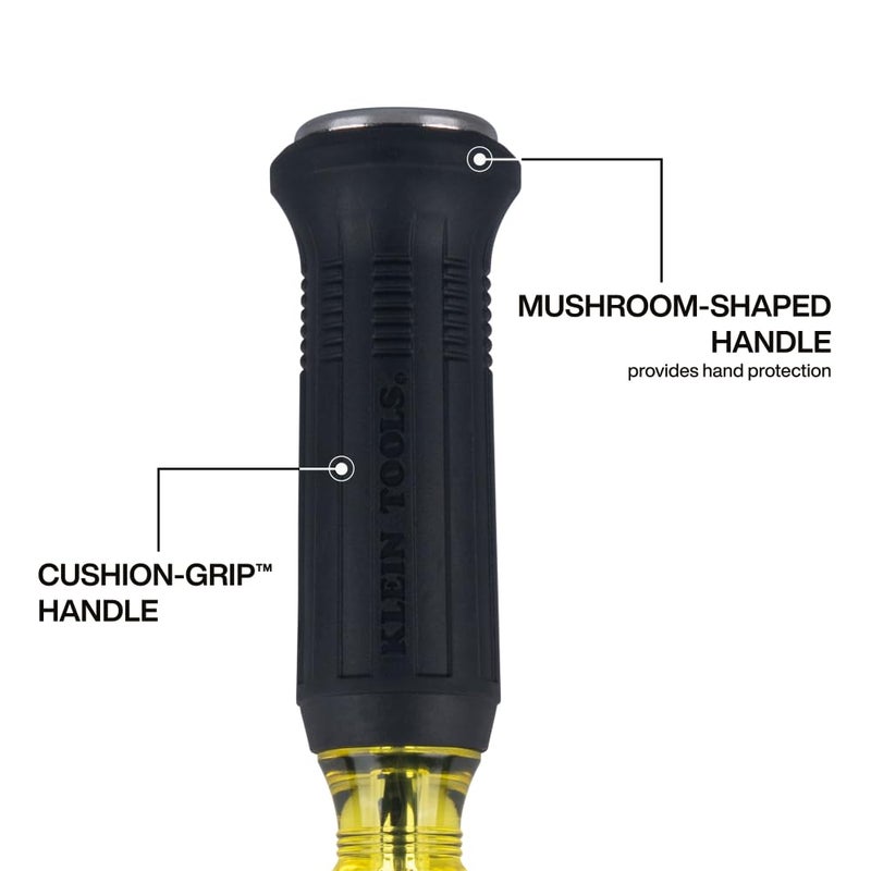 Klein Tools 6504DD Demolition Scratch Awl, Steel Tip-to-Cap Construction, Cushion-Grip Handle, Oversized Strike Cap, Piercing and Scribing Tool - Image 5