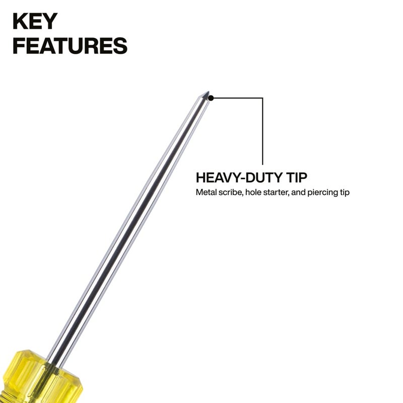 Klein Tools 6504DD Demolition Scratch Awl, Steel Tip-to-Cap Construction, Cushion-Grip Handle, Oversized Strike Cap, Piercing and Scribing Tool - Image 3