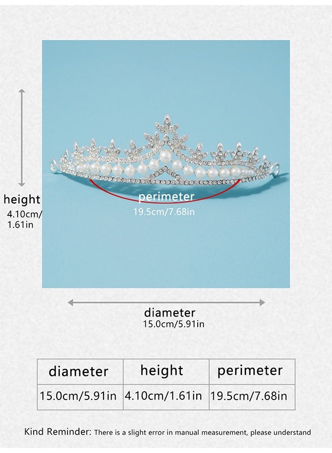 Rhinestone Pearl Tiaras and Crowns Headpieces For Women and flower girls Bridgerton Hair Accessories for Birthday Prom Wedding Princess Crown - Image 2