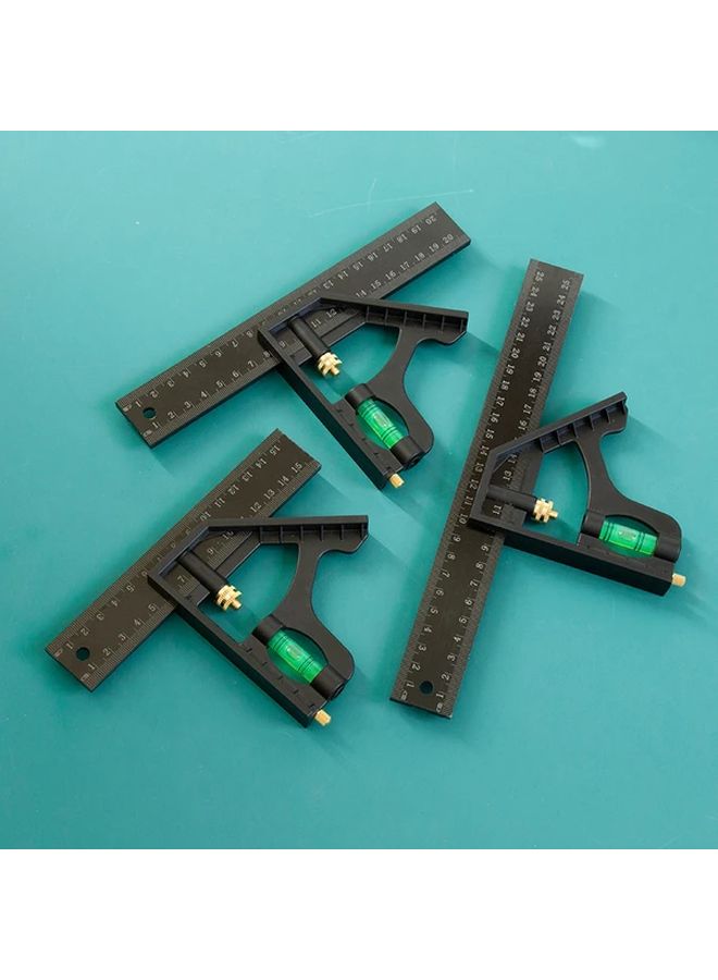 Black Precision 45 Degree Woodworking Square with Adjustable Slide for DIY Projects - Image 4