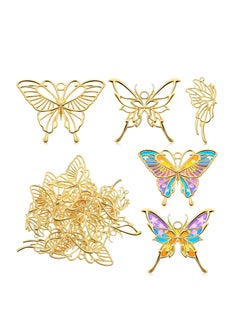SYOSI 30 Pieces Open Bezel Pendant Charms Hollow Resin Golden Butterfly Moulds Pendant Frame for DIY Bracelet Necklace, Jewelry Making (Butterfly Style)  - Image 4