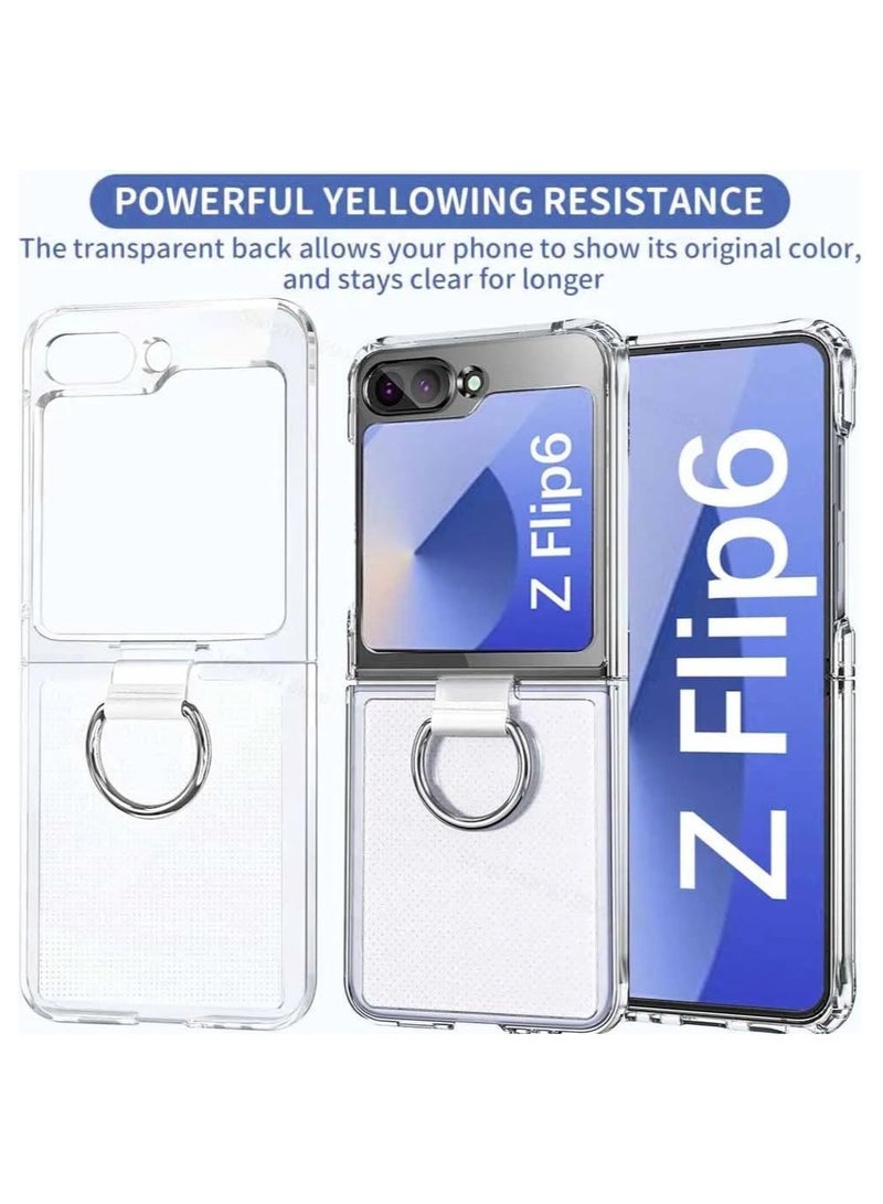 عام جراب جالاكسي زد فليب 6 2024 مع حلقة كريستال شفاف رقيق خفيف الوزن مضاد للاصفرار مقاوم للخدش حافظة واقية كاملة لهاتف جالاكسي زد فليب 6 5 جرام - Image 2