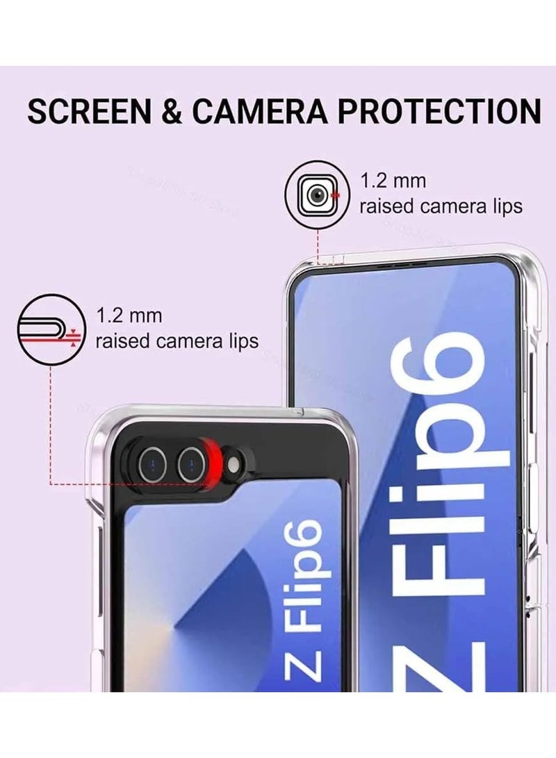 عام جراب جالاكسي زد فليب 6 2024 مع حلقة كريستال شفاف رقيق خفيف الوزن مضاد للاصفرار مقاوم للخدش حافظة واقية كاملة لهاتف جالاكسي زد فليب 6 5 جرام - Image 3