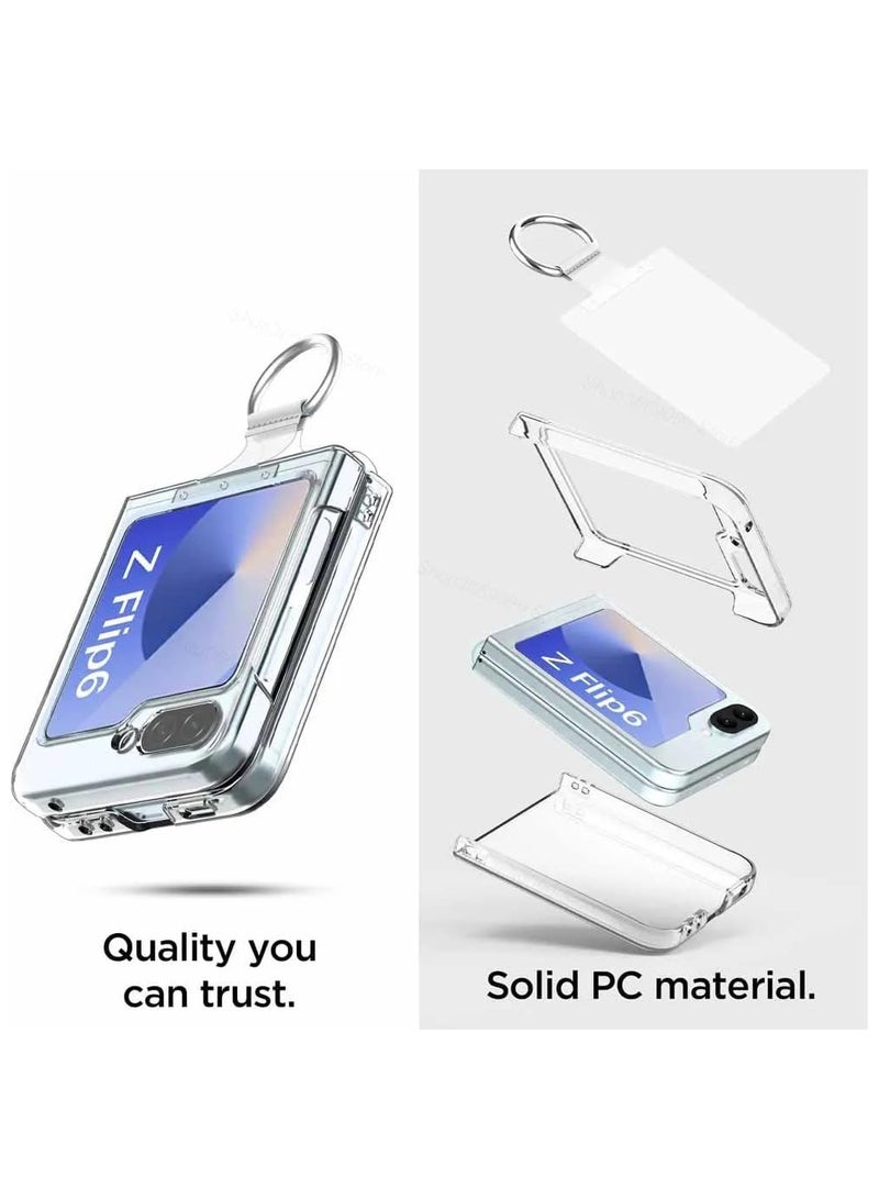 عام جراب جالاكسي زد فليب 6 2024 مع حلقة كريستال شفاف رقيق خفيف الوزن مضاد للاصفرار مقاوم للخدش حافظة واقية كاملة لهاتف جالاكسي زد فليب 6 5 جرام - Image 4