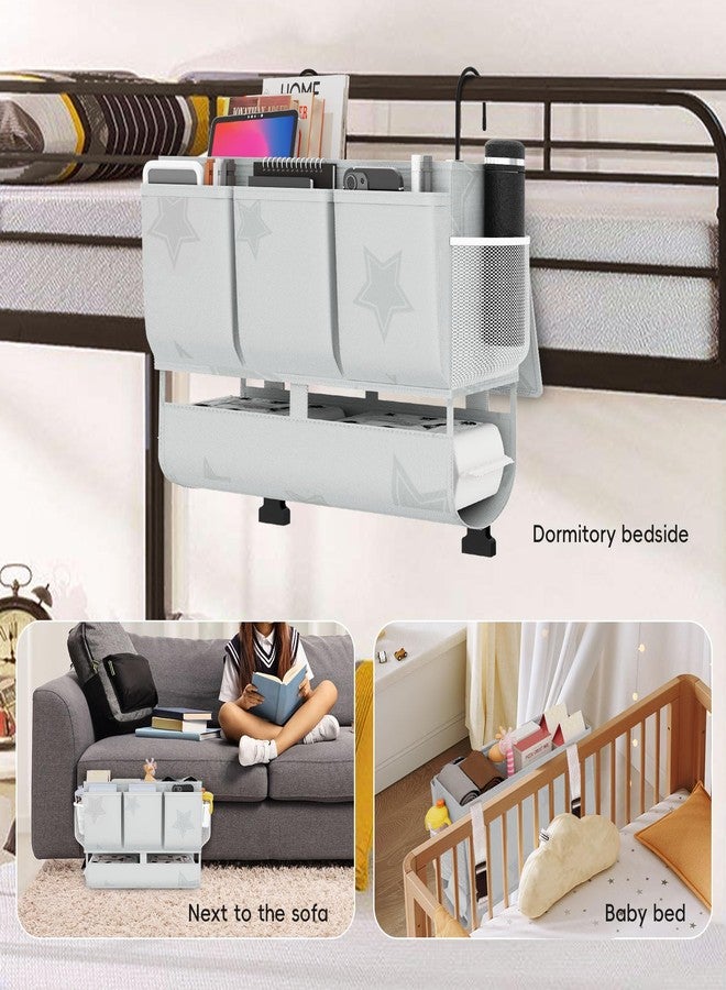 Homyfort Bedside Caddy Bedside Organizer, Bed Storage Caddy with 7 Pockets, College Dorm Rooms Bag for Bunk, Home, Dorm, Hospital, Crib Bed (Grey) - Image 5