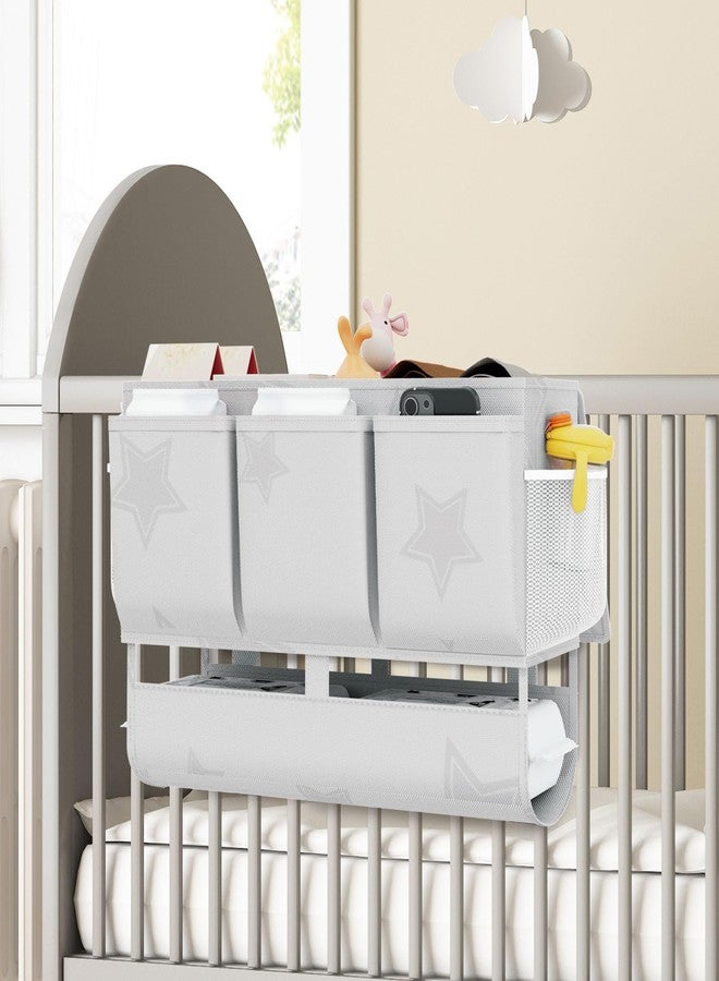Homyfort Bedside Caddy Bedside Organizer, Bed Storage Caddy with 7 Pockets, College Dorm Rooms Bag for Bunk, Home, Dorm, Hospital, Crib Bed (Grey) - Image 4