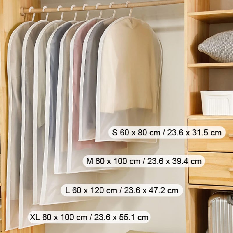 xocome 12 Pcs Clear Garment Bags, Clothes Covers Protector Bags Clothing Bags with Zip, Waterproof Dustproof Garment Covers Bags Moth Proof Damp-proof (White Border) - Image 2