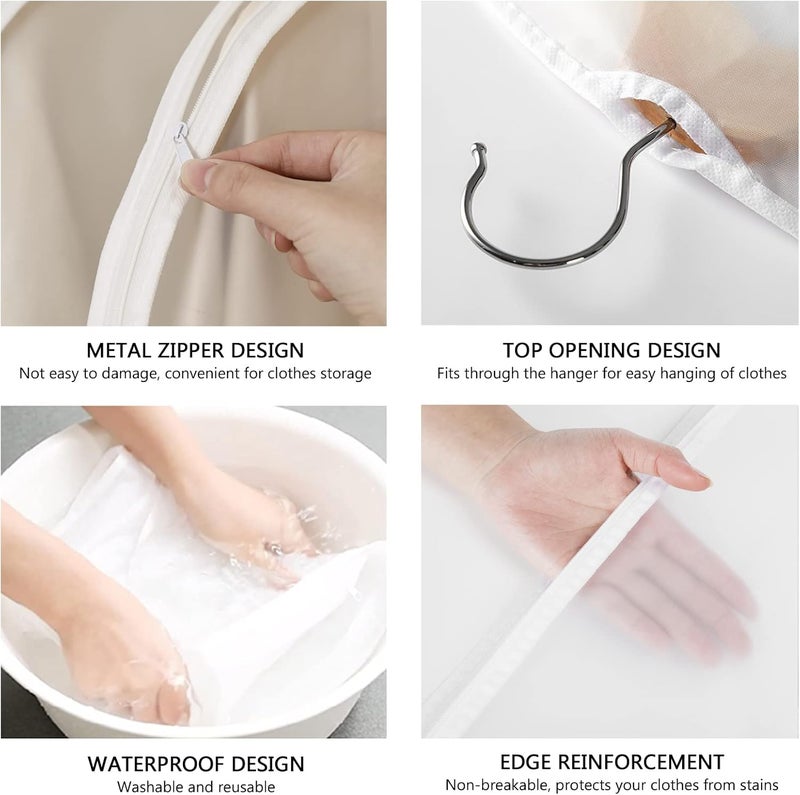xocome 12 Pcs Clear Garment Bags, Clothes Covers Protector Bags Clothing Bags with Zip, Waterproof Dustproof Garment Covers Bags Moth Proof Damp-proof (White Border) - Image 3