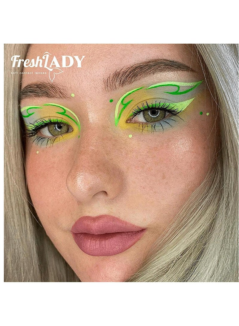 FRESH LADY Soft Contact Eye Lenses X Green- Flare -1 Year Disposable - Image 3