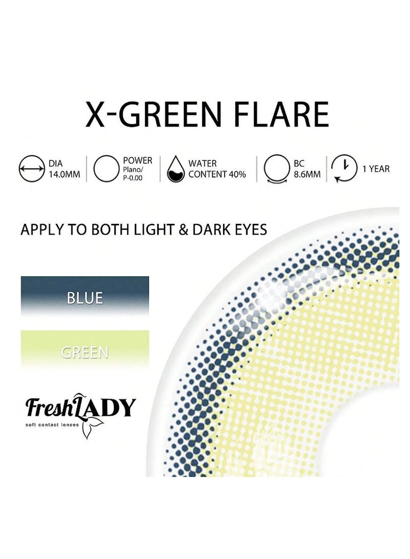 FRESH LADY Soft Contact Eye Lenses X Green- Flare -1 Year Disposable - Image 4