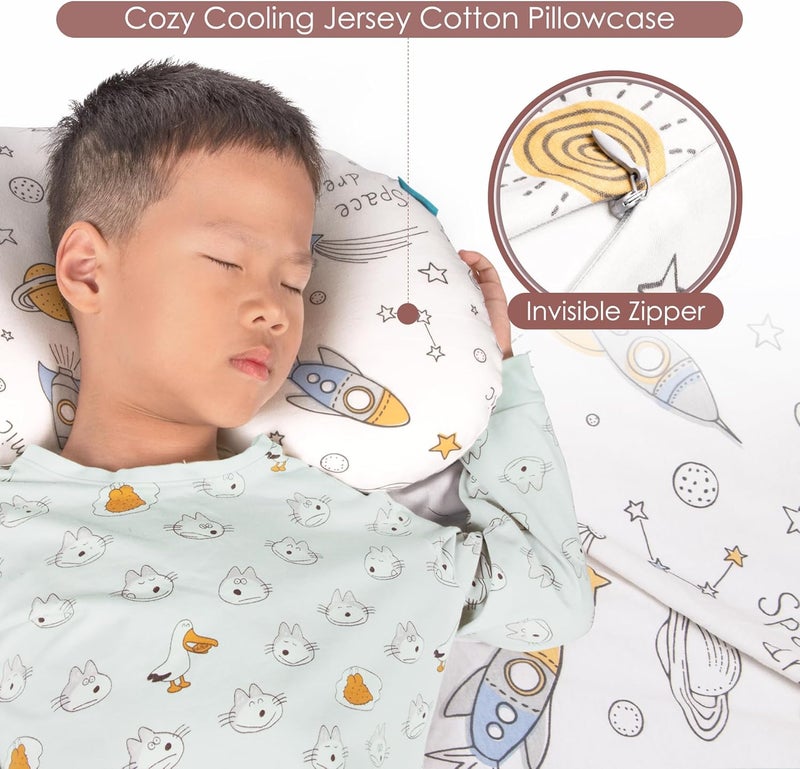 BYRIVER 12x22 Toddler Sleeping Pillow with Cotton Pillowcase Ergonomic Bed Pillow for Kids Boy Girls Small Pillow for Daycare Preschool Nap Time Gifts for Children Ages 38 Spaceship - Image 4