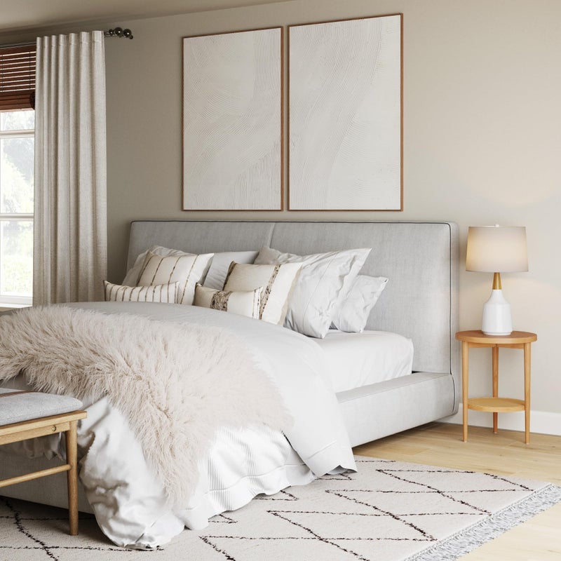 Nathan James Sonia Boho Round Accent End Table, Natural Sofa Side Table in Light Wood with Rattan Storage Shelf for Living Room, Bedroom or Nursery, Light Brown - Image 2