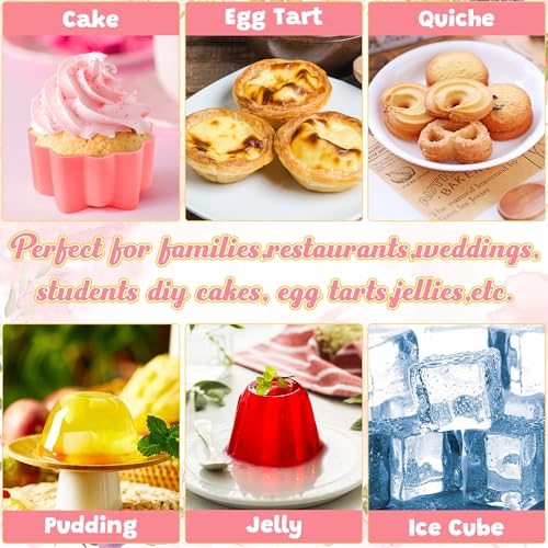 R HORSE 42 Pack Mini Silicone Cupcake Molds Multi Flower Shaped Baking Cups Non-Stick Muffin Baking Mould Washable Cupcake Cake Cup Liners Mold for Soap Dessert Pudding Donut Party Supplies - Image 5