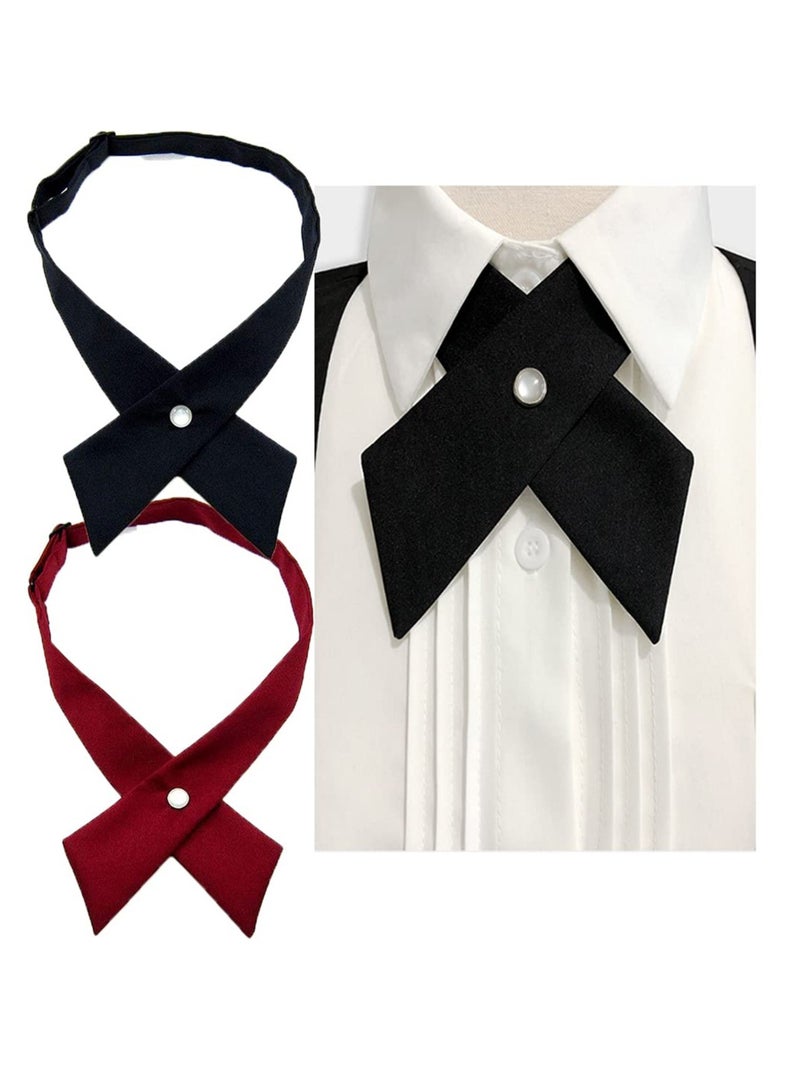 Zard Cross Tie, Tie for Men Women Adjustable Criss-Cross Bowtie School Uniform Pre Tied Bows Girls Neck Tie Accessories Work Tie Adjustable School Uniform Business Bow Tie Perfect for Party Shirt (2 Pcs) - Image 1
