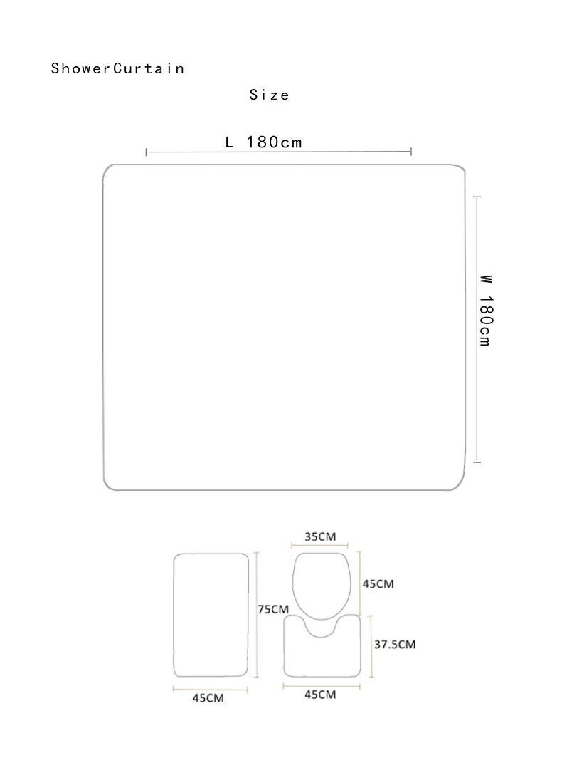 عام 4 قطعة ستارة الحمام مجموعة ، مع عدم الانزلاق وسادة غطاء المرحاض ، حمام حصيرة ، ودائم للماء ، مناسبة لأنّ حمام زخرفة مجموعة - Image 2