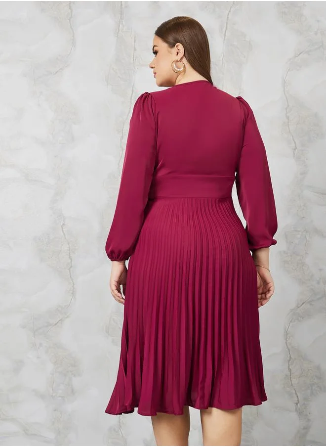 ستايلي Pleated Hem A-Line Midi Dress