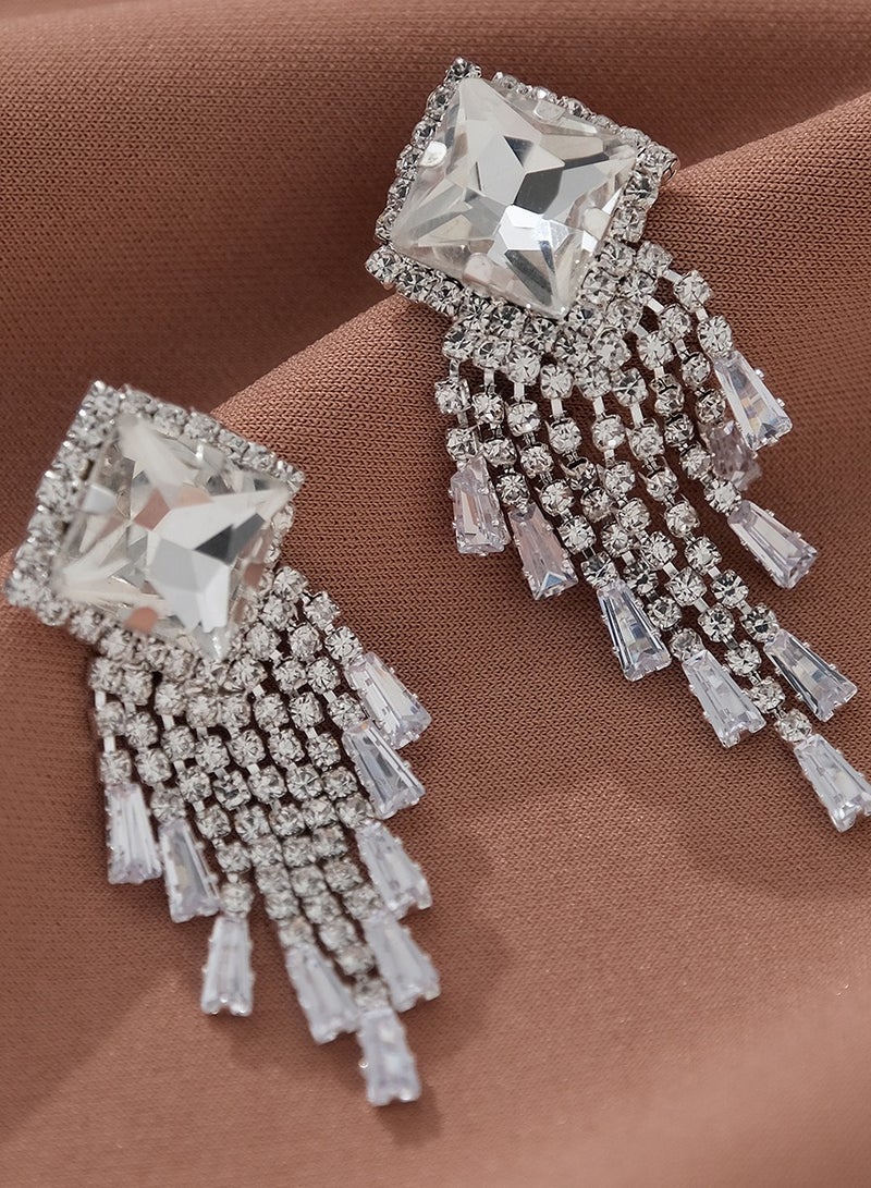 أقراط الزركون ، الأقراط ، الرفاهية الخفيفة ، أحجار الراين في الغلاف الجوي ، أقراط شرابة ، النساء - Image 1