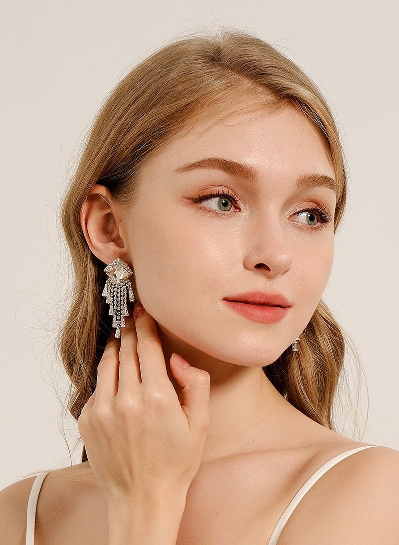 أقراط الزركون ، الأقراط ، الرفاهية الخفيفة ، أحجار الراين في الغلاف الجوي ، أقراط شرابة ، النساء - Image 3