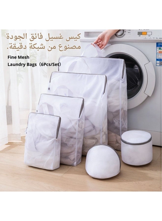 6Pcs 3D Mesh Laundry Bags with Hanging Handles, Durable Zippered Wash Bags for Delicates, Shoes & Bulk Clothes - Space-Saving Foldable Design for Easy Storage - Image 1