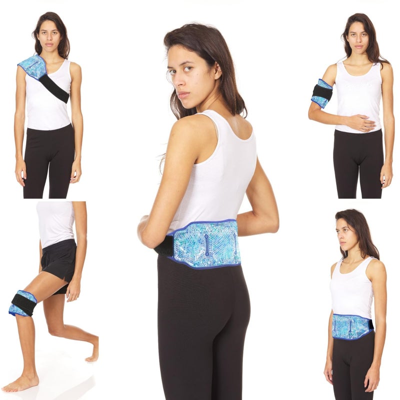 FOMI Premium Hot Cold Gel Bead Ice Pack by FOMI Care | Cool Compress for Lower Back, Shoulder, Knee, Bicep, Stomach | Coccyx, Sciatica, Tailbone Pain Relief | Flexible, Reusable Heating Pad | (Blue) - Image 3