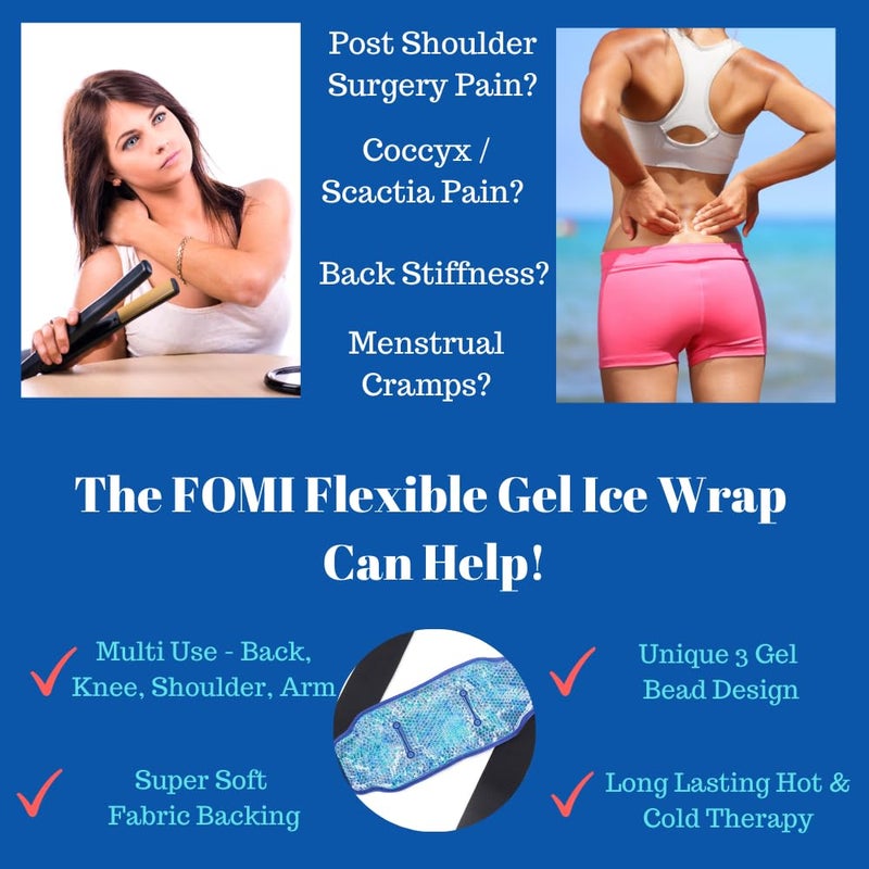 FOMI Premium Hot Cold Gel Bead Ice Pack by FOMI Care | Cool Compress for Lower Back, Shoulder, Knee, Bicep, Stomach | Coccyx, Sciatica, Tailbone Pain Relief | Flexible, Reusable Heating Pad | (Blue) - Image 4