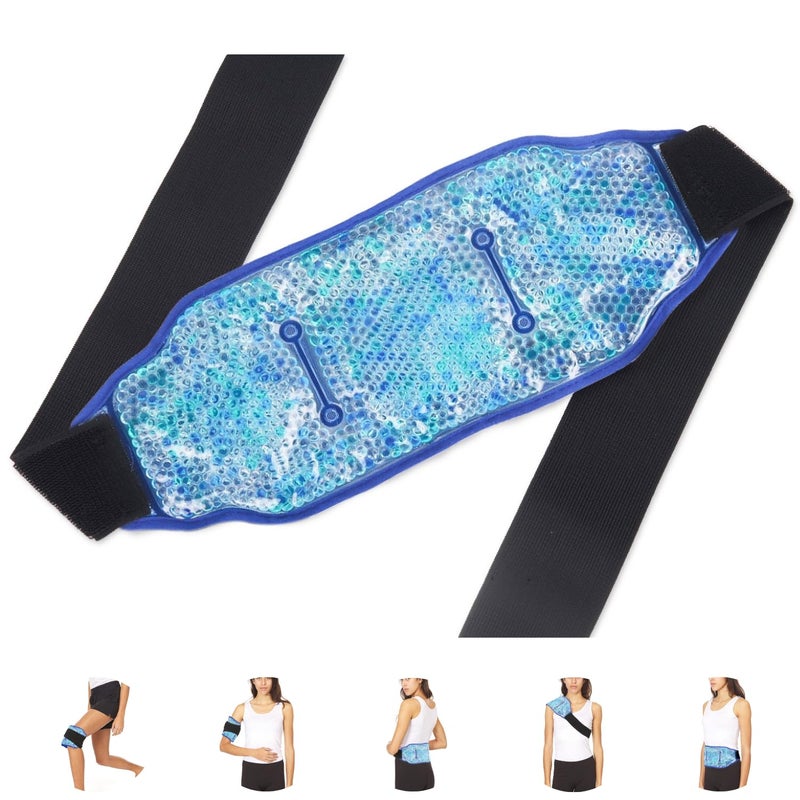 FOMI Premium Hot Cold Gel Bead Ice Pack by FOMI Care | Cool Compress for Lower Back, Shoulder, Knee, Bicep, Stomach | Coccyx, Sciatica, Tailbone Pain Relief | Flexible, Reusable Heating Pad | (Blue) - Image 1