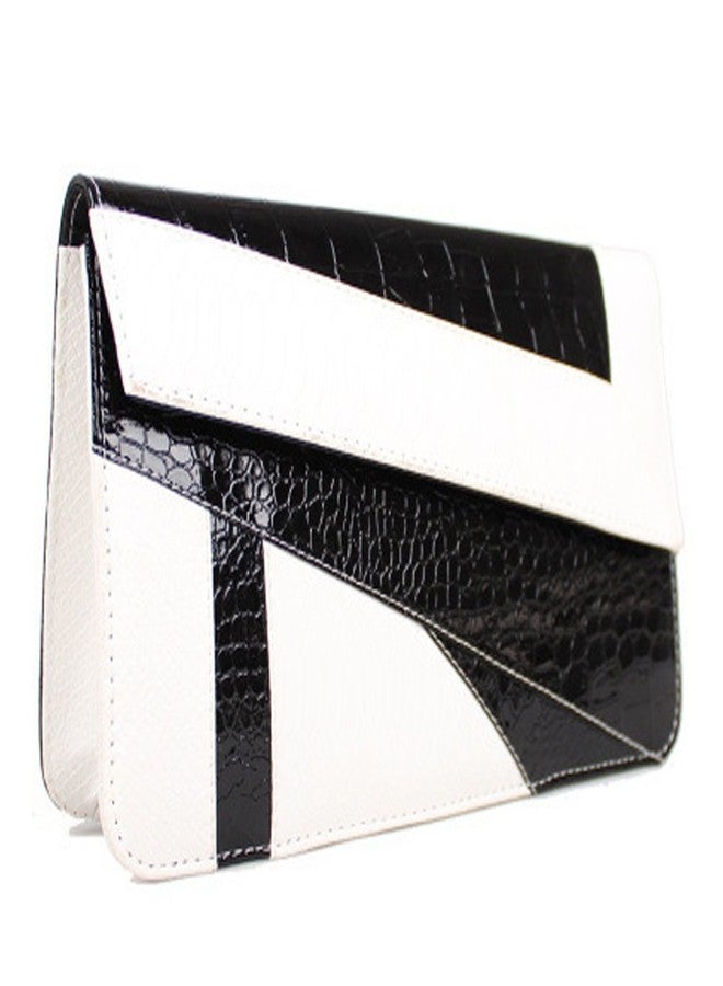 FiveloveTwo Womens PU Leather Clutch Handbags and Purse Wallet Crossbody Shoulder Party Wedding Shopping Shoulder Bags Satchels Black White - Image 1