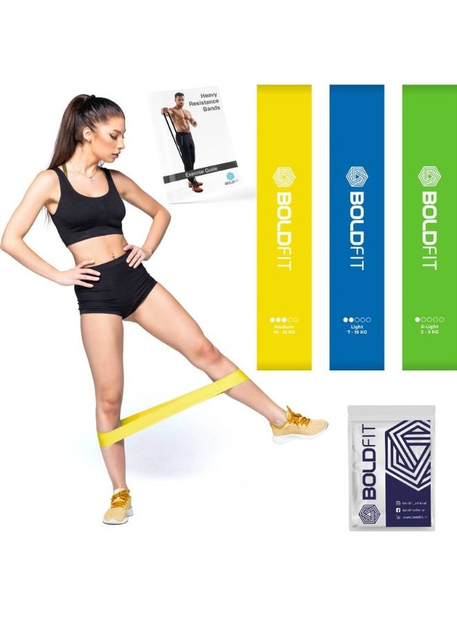 BOLDFIT BOLDFIT Mini Loop Resistance Band Heavy Bands Workout Theraband Hip Thera Set Men Women Fitness Band  (Multicolor, Pack of 3)  - Image 1