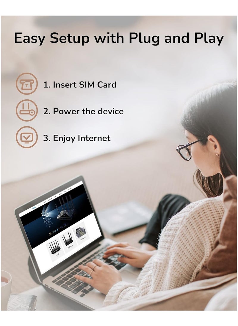 cudy - N300 WiFi Unlocked 4G LTE Modem Router with SIM Card Slot, 300Mbps WiFi, LTE Cat4, EC25-AFX Qualcomm Chipset, 5dBi High Gain Antennas, FDD, DDNS, VPN, Cloudflare, Plug and Play, LT400 - Image 1