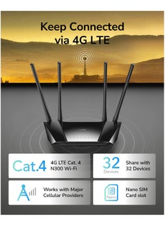 N300 WiFi Unlocked 4G LTE Modem Router with SIM Card Slot, 300Mbps WiFi, LTE Cat4, EC25-AFX Qualcomm Chipset, 5dBi High Gain Antennas, FDD, DDNS, VPN, Cloudflare, Plug and Play, LT400 - pzsku/Z7CAB46DC7F97965EA8E3Z/45/_/1726499807/b60d660f-ebbf-4cc2-b89f-9ab0bb2b09a2