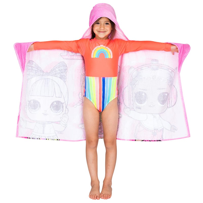 Franco Kids Bath and Beach Soft Cotton Terry Hooded Towel Wrap, 24 in x 50 in, LOL Surprise - Image 2