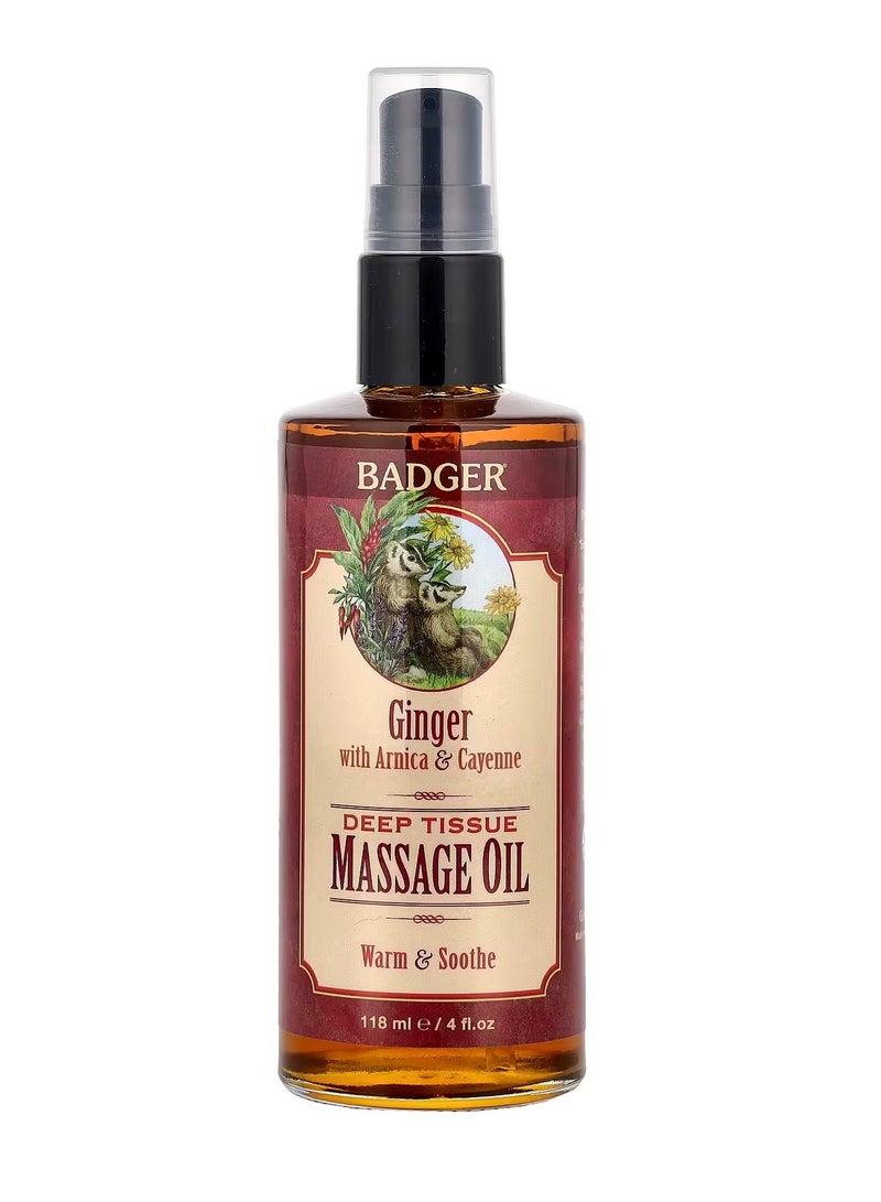 Badger, Deep Tissue Massage Oil, Ginger with Arnica & Cayenne, 4 fl oz (118 ml) - Image 2