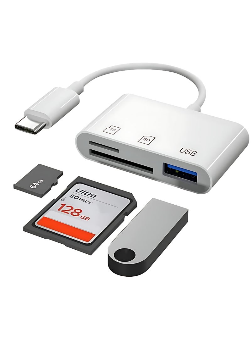 XiaoGiqi USB-C SD/TF MicroSD + USB 2.0 Card Reader, 3-in-1 Type C Memory Card Adapter for iPhone 16 Pro Max, 2022-2016 MacBook Pro 15/16, M1 M2 Mac Air/iPad Pro, for Samsung Galaxy, for Google Pixel​  - Image 1