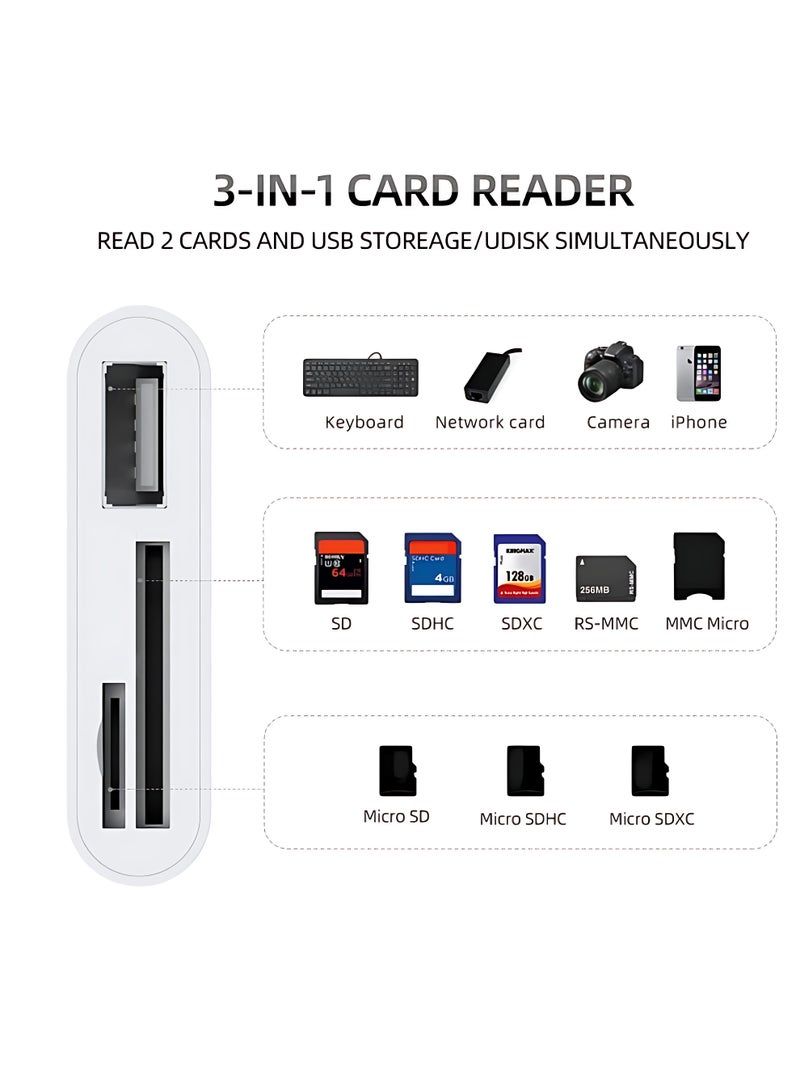 XiaoGiqi USB-C SD/TF MicroSD + USB 2.0 Card Reader, 3-in-1 Type C Memory Card Adapter for iPhone 16 Pro Max, 2022-2016 MacBook Pro 15/16, M1 M2 Mac Air/iPad Pro, for Samsung Galaxy, for Google Pixel​  - Image 2