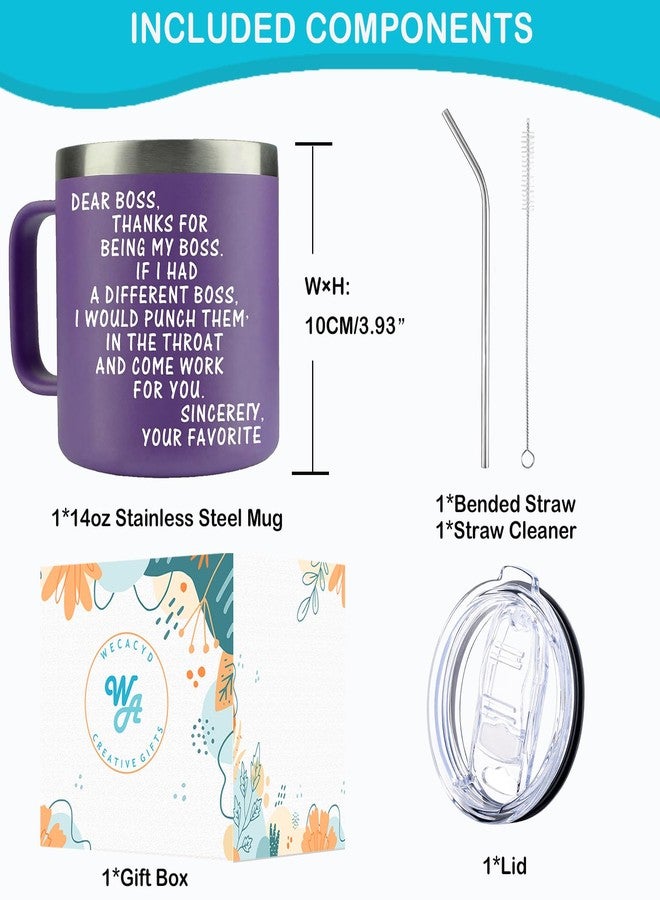 WECACYD Dear Boss Mug Punch Throat - Worlds Best Boss Mug - 14oz Office Cup Purple, Funny Coffee Mugs - Thank You Gifts for Manager Work Anniversary Birthday Retirement Mothers Day Bosses Day - Image 4
