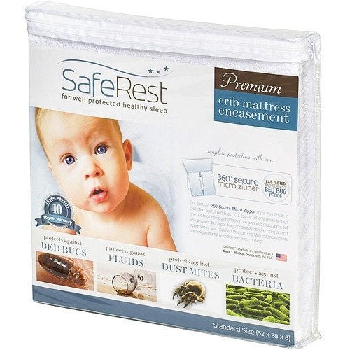 SafeRest Zippered Mattress Protector - Premium 6 Inch Waterproof Mattress Cover for Bed - Breathable & Noiseless Washable Mattress Encasement - Crib - Image 1