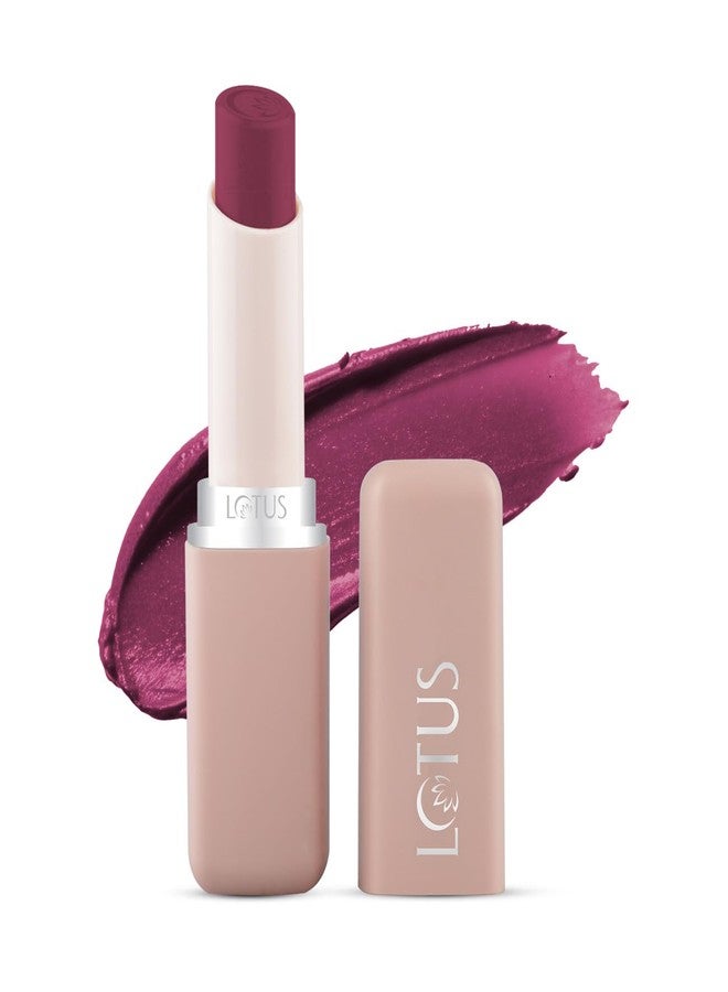 Lotus Makeup LOTUS MAKE-UP Color X Matte Lipstick | Long - Lasting | Vitamin E Infused | Smudge Proof | Bold | Highly Pigmented | Weightless Finish | MAJESTIC PLUM - 28 | 3.8g - Image 1